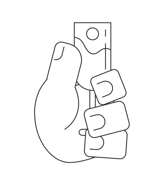 Περίγραμμα Χέρι Κρατώντας Σαμπάνια Γυαλί Μονοχρωματική Επίπεδη Διάνυσμα Χέρι Γαμήλιο — Διανυσματικό Αρχείο