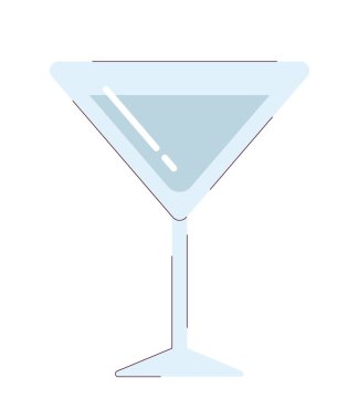 Martini bardağı yarı düz renk vektör objesi. Kokteyl temiz cam. Alkol içeceği. Restoran barı. Beyaz arkaplanda düzenlenebilir karikatür resim simgesi. Web grafik tasarımı için basit nokta çizimi