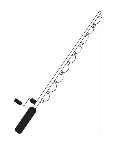 Fishing Rod Monochrome Flat Vector Object Recreational Sport Equipment Fishing — Stock Vector
