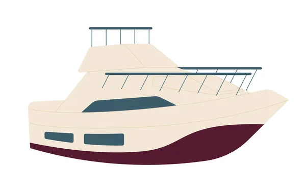 Yacht Semi Flache Farbvektorobjekt Freizeitboote Schiffstransport Yachting Editierbares Cartoon Clip — Stockvektor