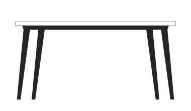 Çağdaş tablo düz tek renkli yalıtılmış vektör nesnesi. Minimalist mobilyalar. Boş masa. Düzenlenebilir siyah beyaz çizim. Web grafik tasarımı için basit ana hatlı nokta çizimi
