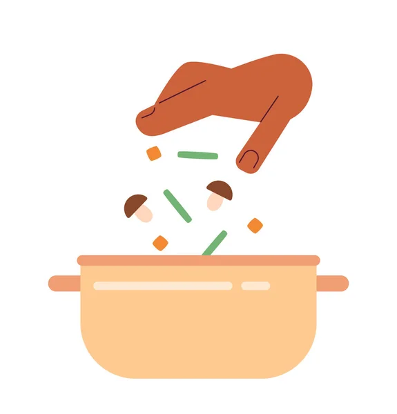 Ajouter Les Légumes Dans Une Casserole Plat Semi Plat Objet — Image vectorielle