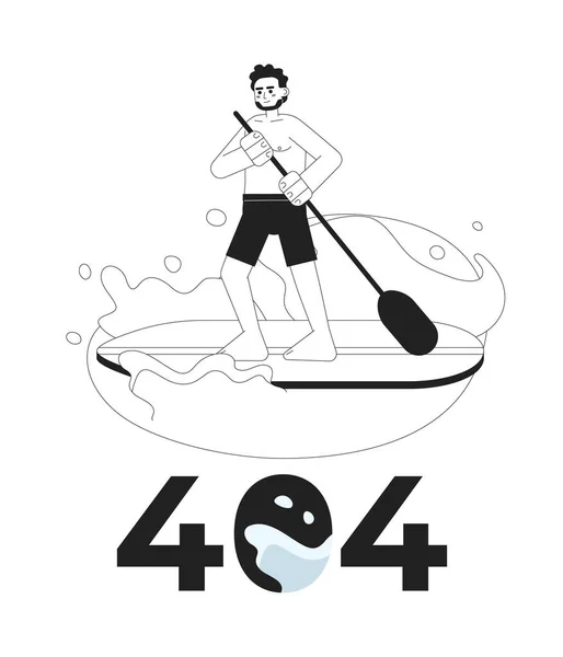 Indien Homme Pagayer Sur Lac Noir Blanc Erreur 404 Message — Image vectorielle