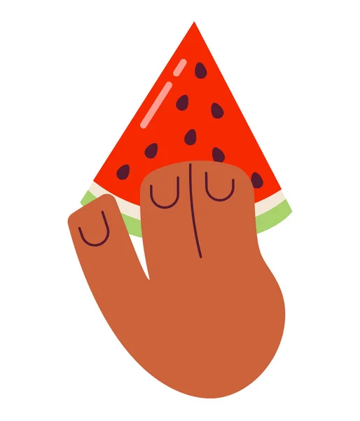 Watermeloen Hand Semi Vlakke Kleurrijke Vector Hand Zomer Verfrissing Eet — Stockvector
