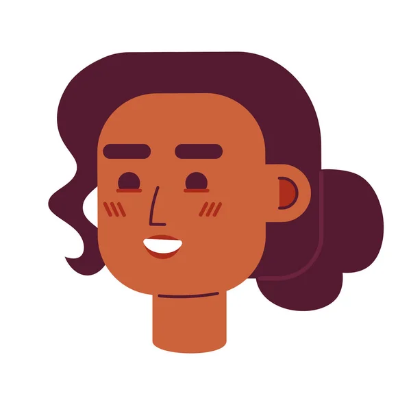 快乐的小女孩半扁平的人头 快乐的非洲裔美国女人 可编辑的卡通人物图标 面对情绪 网页平面设计 动画的彩色图片 — 图库矢量图片