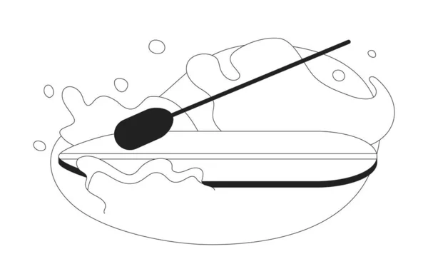 Pagaie Embarquement Lac Monochrome Plat Vecteur Objet Paddleboard River Superbe — Image vectorielle
