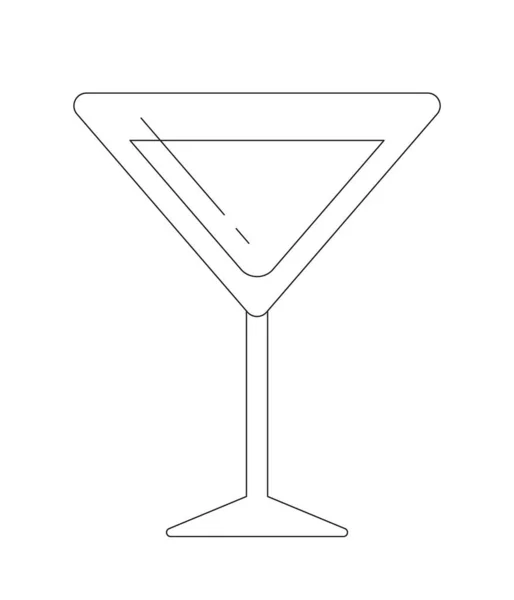 マルティーニグラスモノクロームフラットベクトルオブジェクト カクテルクリアガラス アルコール飲料バー 編集可能な黒と白の細い線のアイコン ウェブグラフィックデザインのためのシンプルな漫画クリップアートスポットイラスト — ストックベクタ
