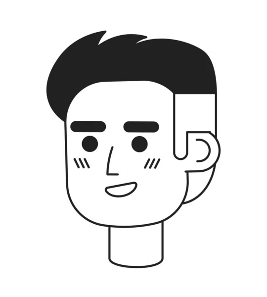 大人陽気な男モノクロームフラット線形文字頭 茶色と灰色の髪の面白い男 編集可能なアウトラインハンドは 人間の顔のアイコンを描いた 2D漫画スポットベクトルアバターイラストForアニメーション — ストックベクタ