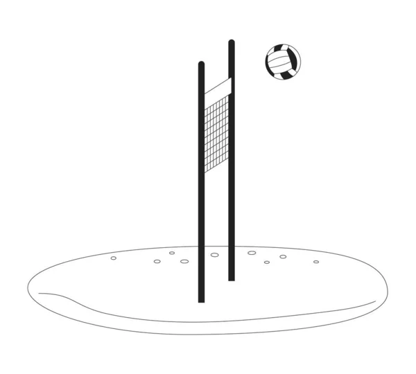 沙排球单色平面矢量物体 暑期户外活动 可编辑的黑白细线图标 用于网页平面设计的简单卡通剪贴画 — 图库矢量图片