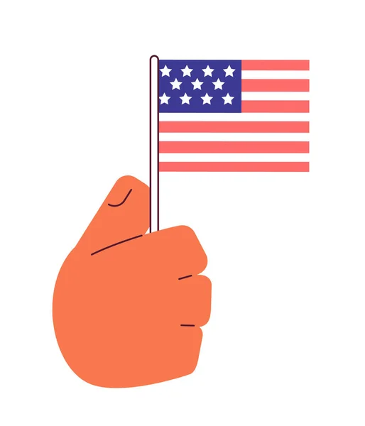 Amerikai Zászló Kezében Félig Lapos Színes Vektor Kéz Hazafias Ünneplés — Stock Vector