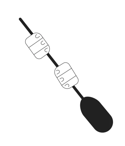 小舟划桨手单色扁平矢量手 垫板设备 水上运动装备 跳板瑜伽 可编辑的白线剪贴画 用于网页平面设计的简单的Bw卡通点图像 — 图库矢量图片