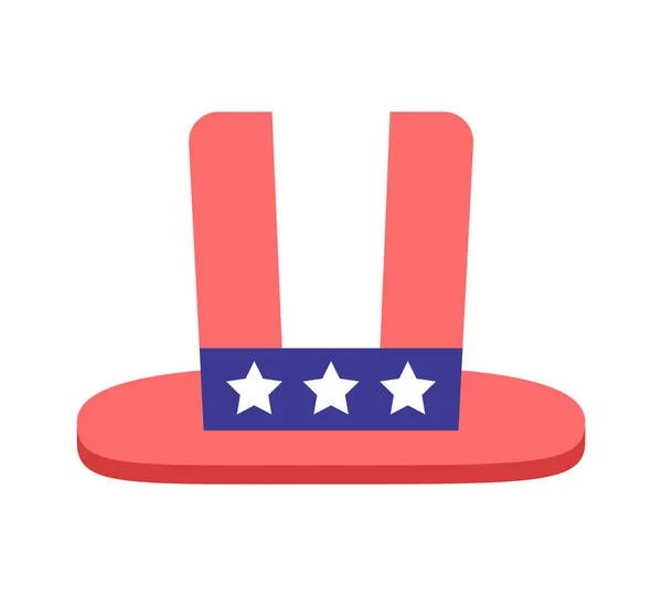 米国の星やストライプシリンダー半フラットカラーベクトルオブジェクト 7月の帽子アクセサリーの愛国的な4 白い背景に編集可能な漫画クリップアートアイコン ウェブグラフィックデザインのためのシンプルなスポットイラスト — ストックベクタ
