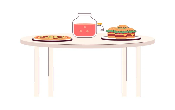 Partie Fastfood Pot Punch Avec Robinet Sur Table Semi Plat — Image vectorielle