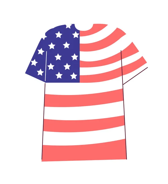 Amerikan Bayrağı Tişörtü Yarı Düz Renk Vektör Objesi Bağımsızlık Günü — Stok Vektör
