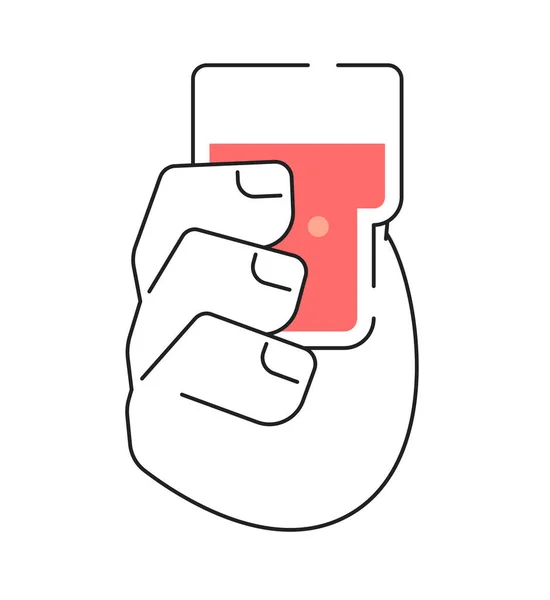 举行夏季茶点冲泡饮料玻璃单色平面载体手 夏天嘲笑饮料 可编辑的白线剪贴画 用于网页平面设计的简单的Bw卡通点图像 — 图库矢量图片