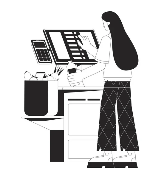 Servis Terminalindeki Kadın Konsept Vektör Nokta Illüstrasyonu Web Tasarımı Için — Stok Vektör