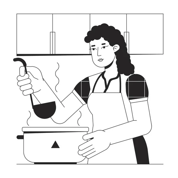 Mujer Cocinando Casa Concepto Vector Spot Ilustración Preparación Alimentos Dibujos — Vector de stock