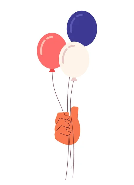 July 4Th Balloons Holding Semi Flat Colorful Vector Hand Americana — Stock Vector