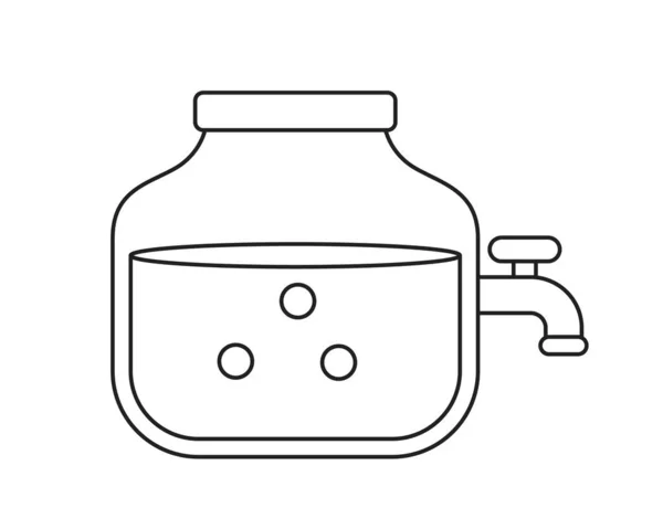 带有水龙头单色平面矢量物体的水果冲孔玻璃瓶 有派对茶点的罐子 可编辑的黑白色细线图标 用于网页平面设计的简单卡通剪贴画 — 图库矢量图片
