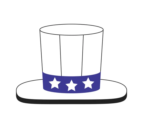 7月4日帽子单色平面矢量对象 爱国心的叔叔萨姆帽子 独立日假期 可编辑的黑白色细线图标 用于网页平面设计的简单卡通剪贴画 — 图库矢量图片