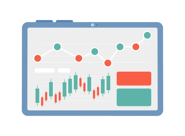 Tela Comprimido Com Diagrama Gráficos Objeto Vetorial Cor Semi Plana — Vetor de Stock