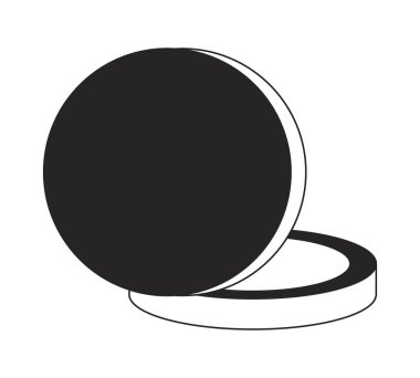 Yüzü kızaran düz monokrom izole vektör objesi ayna. Yüz makyaj tozu. Düzenlenebilir siyah beyaz çizim. Web grafik tasarımı için basit ana hatlı nokta çizimi