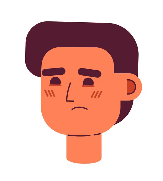Unhappy Caucasian Young Man Semi Flat Vector Character Head Editable — Stock Vector