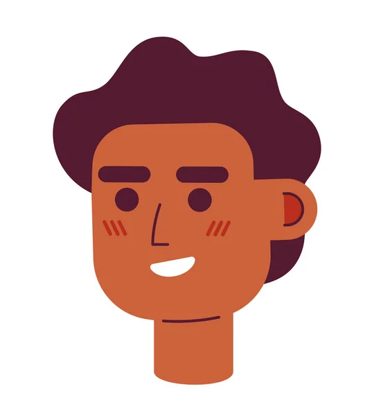 陽気なハンサムな若い男半フラットベクトル文字の頭 編集可能な漫画のアバターアイコン 幸せな起業家 顔の感情 ウェブグラフィックデザイン アニメーションのためのカラフルなスポットイラスト — ストックベクタ