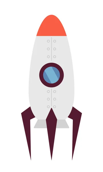 ロケットセミフラットカラーベクトルオブジェクト 白い背景に編集可能な漫画クリップアートアイコン 宇宙研究のための飛行船 ウェブグラフィックデザインのためのシンプルなスポットイラスト — ストックベクタ
