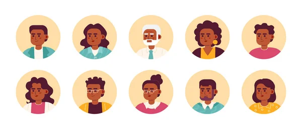 Diversità Del Popolo Afroamericano Semi Piatto Colore Vettore Personaggio Testa — Vettoriale Stock