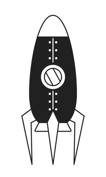 Ракета Монохромный Плоский Векторный Объект Иконка Черно Белой Тонкой Линии — стоковый вектор