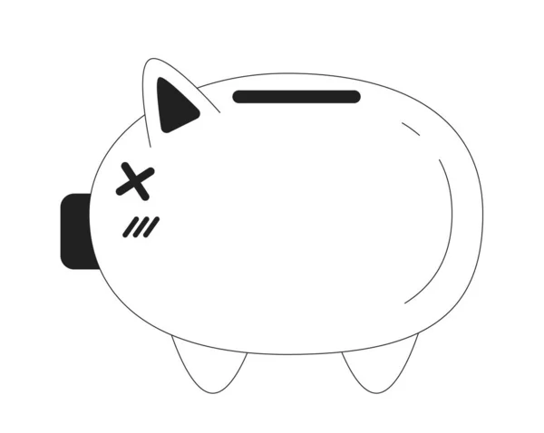 Piggy Bank Monochrome Objek Vektor Datar Ikon Garis Tipis Hitam - Stok Vektor