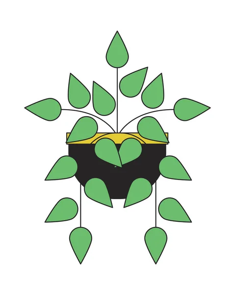 Διακοσμητικό Φυτό Εσωτερικού Χώρου Γλάστρα Επίπεδη Γραμμή Χρώμα Απομονωμένο Διανυσματικό — Διανυσματικό Αρχείο