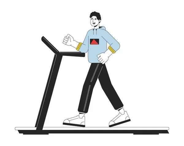 运动员在跑步机平行线上运行的颜色矢量字符 可编辑的全身上下都是活跃的白人 体育在健身房的简单卡通画点画用于网页平面设计 — 图库矢量图片