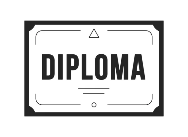 Diploma Universitario Plano Monocromo Objeto Vectorial Aislado Certificado Centro Educativo — Vector de stock