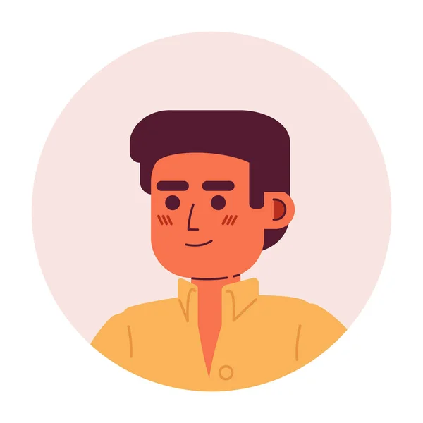 快乐的年轻人半扁平的人头 西班牙裔男性 可编辑的卡通人物图标 面对情绪 网页平面设计 动画的彩色图片 — 图库矢量图片
