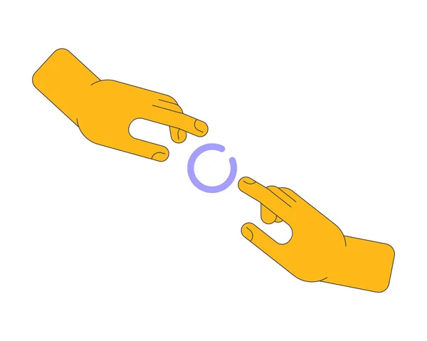 Руки Тянутся Друг Другу Погрузки Прядильной Плоской Конструкции Неполный Круглый — стоковый вектор