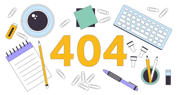 Erreur Sur Lieu Travail 404 Message Flash Fournitures Bureau Papeterie — Image vectorielle