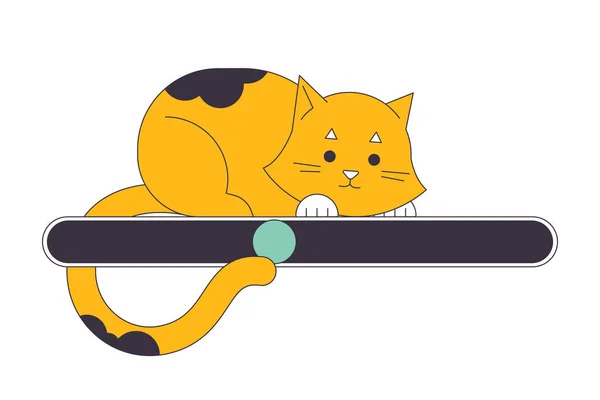 バーフラットデザインをロードする上でかわいい遊び心猫 進捗状況を見て小さな子猫 ウェブローダーUi 待ってください グラフィカルユーザーインターフェイス 白い背景の漫画のベクトルイラスト — ストックベクタ