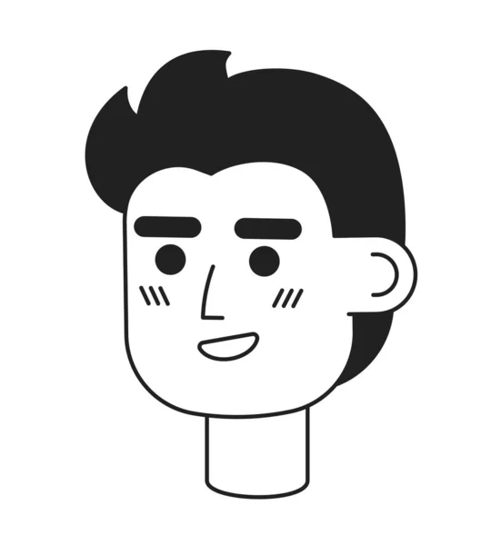 ポジティブなハンサムな若い男のモノクロームフラット線形文字の頭 編集可能なアウトラインハンドは 人間の顔のアイコンを描いた 恵まれた起業家 2D漫画スポットベクトルアバターイラストForアニメーション — ストックベクタ