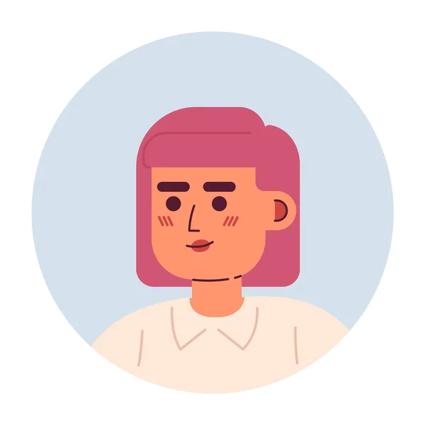 漂亮的女人 一头粉色的头发 半圆形的半扁平的头像 可编辑的卡通人物图标 面对情绪 网页平面设计 动画的彩色图片 — 图库矢量图片