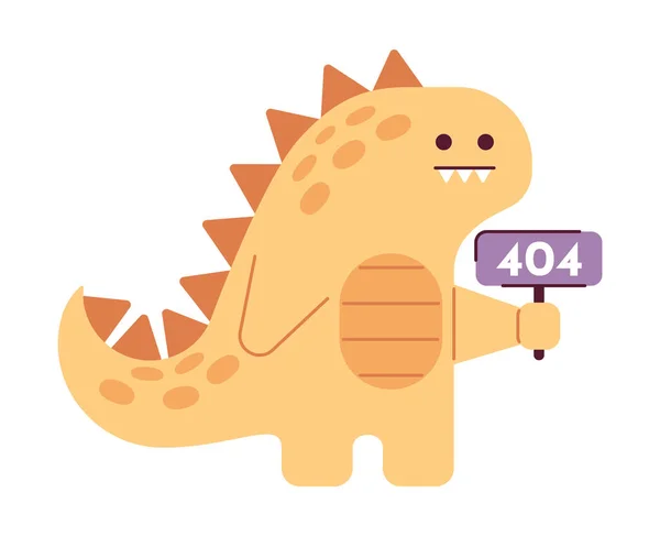 귀여운 공룡은 404 플래시 메시지를 보유하고 이미지를 수없습니다 배경에 — 스톡 벡터