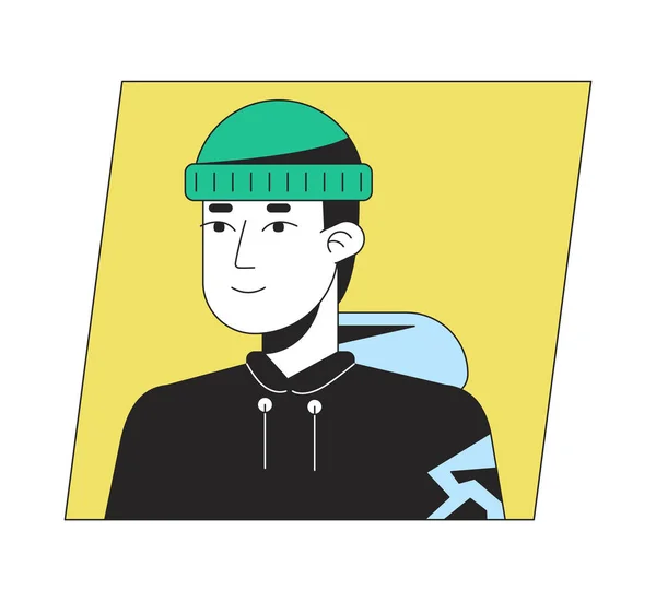 Teenager Hat Hoodie Flat Color Cartoon Avatar Icon Editable User — Stock Vector