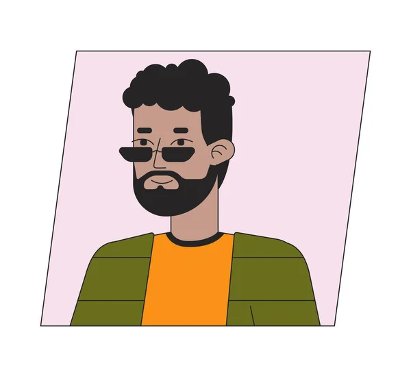 Hombre Con Estilo Gafas Sol Color Plano Icono Dibujos Animados — Vector de stock