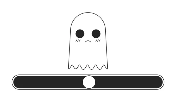 Creatura Fantasma Infelice Sul Disegno Piatto Barra Caricamento Bianco Nero — Vettoriale Stock