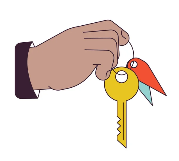Geben Schlüssel Flache Linie Konzept Vektor Spot Illustration Übergabe Hausschlüssel — Stockvektor