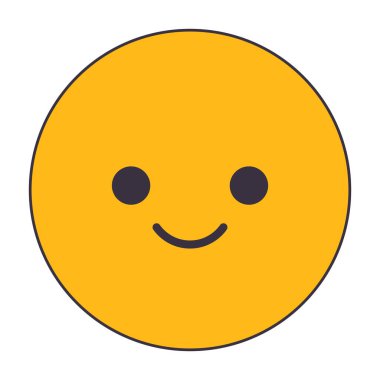 Şirin yüz duygu simgesi düz çizgi renk izole vektör nesnesi. Beyaz arkaplanda düzenlenebilir resim. Web tasarımı için basit ana hatlı karikatür nokta çizimi