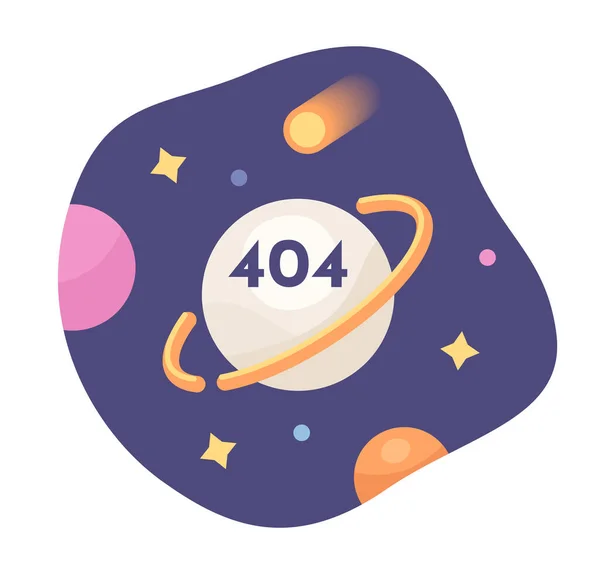 Помилка Всесвіту Дослідження Космосу 404 Флеш Повідомлення Планета Падаючий Астероїд — стоковий вектор