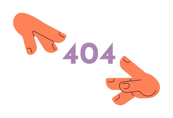 手伸向错误404闪存消息 空的状态Ui设计 指甲花试图触摸 没有找到弹出卡通图片的页面 白色背景的矢量平面图解概念 — 图库矢量图片