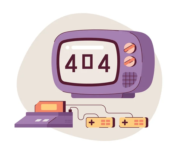 电视屏幕上的404闪存消息出错 游戏用的控制台和操纵杆 空的状态Ui设计 没有找到弹出卡通图片的页面 白色背景的矢量平面图解概念 — 图库矢量图片